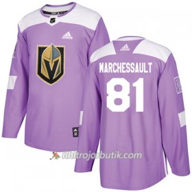 Män Ishockey Vegas Golden Knights Tröja Jonathan Marchessault 81 Adidas 2017-2018 Lila Fights Cancer Practice Authentic